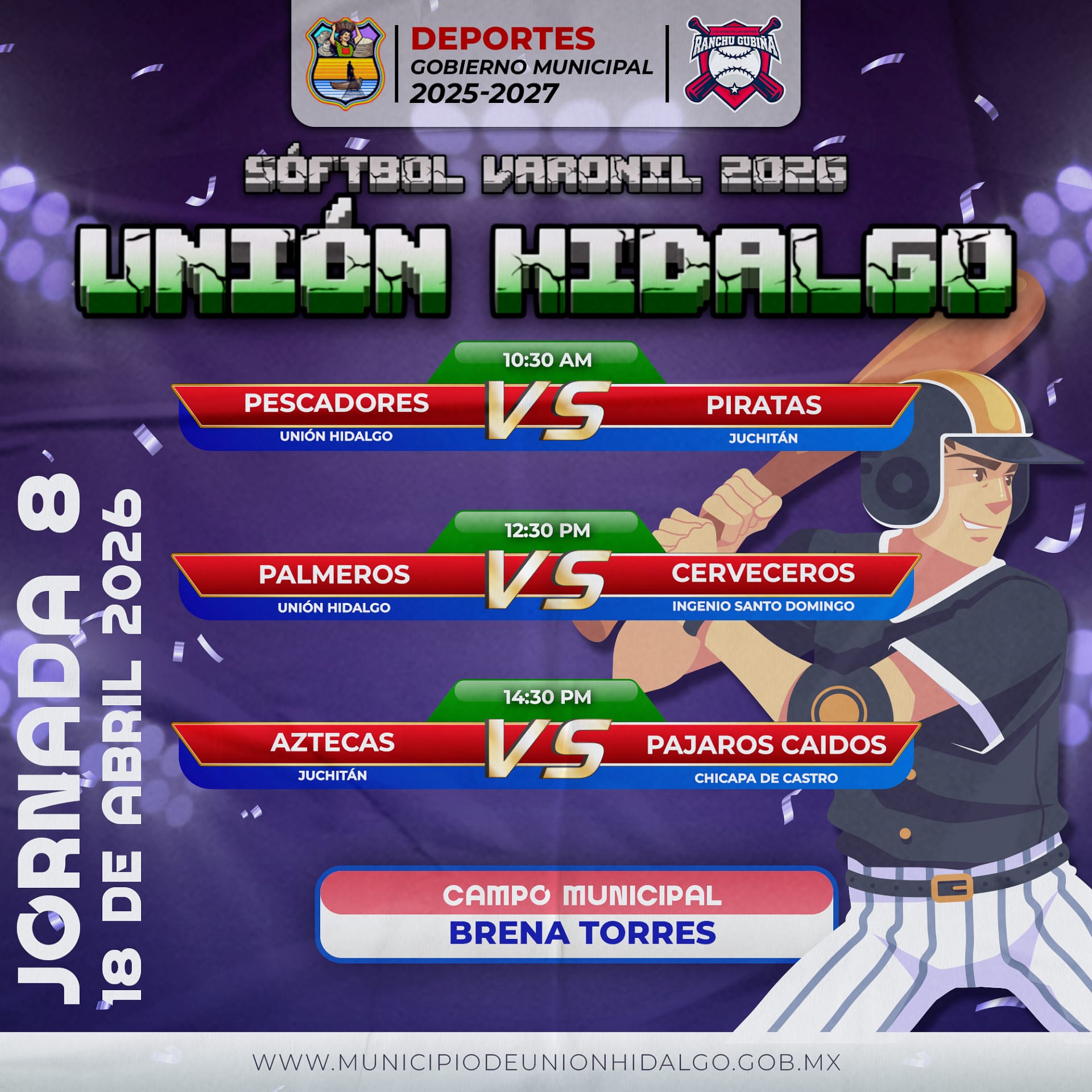 Todo listo para la Jornada 8 de la Liga Municipal de Softbol